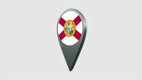 Florida State Flag Location Map Marker Pin With Alpha Channel Looped Stock Footage 239456033