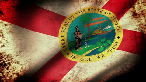 Florida State Flag Waving, grunge look Vidéo 8963828