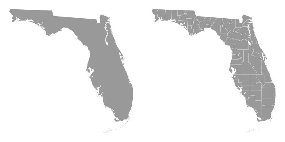 Florida state gray maps. Vector illustration. Stock Illustration