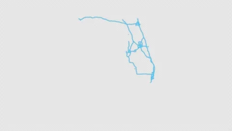 Florida State Line Map Self Drawing Animated Overlay, Alpha 4K Stock Footage 340293142