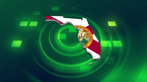 Florida State Map and Flag Background Stock Footage 344647821