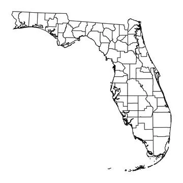 Florida state map with counties. Vector illustration. Stock Illustration