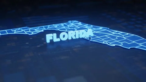 Florida State Map Geographic Outline Stock Footage 343154566