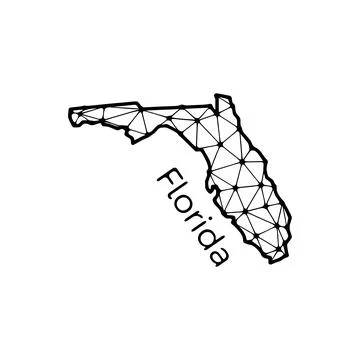 Florida state map polygonal illustration made of lines and dots, isolated on  Stock Illustration