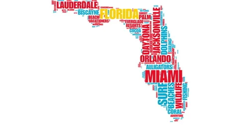 Florida State map silhouette animated word cloud Stock Footage 321458055
