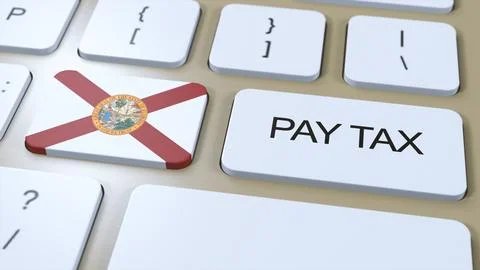 Florida State Pay Tax 3D Illustration. Flag of State Stock Illustration