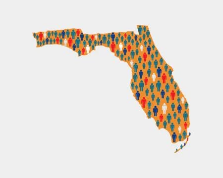Florida State People Census Map illustration. Florida People outbreak Ilustração Stock