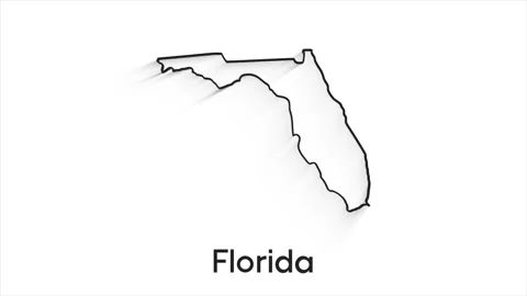 Florida State of the United States of America. Animated line location marker on Stock Footage