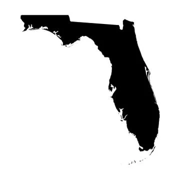 Florida, state of USA - solid black silhouette map of country area. Simple flat Stock Illustration