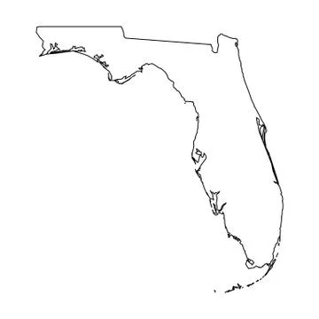 Florida, state of USA - solid black outline map of country area. Simple flat Stock Illustration