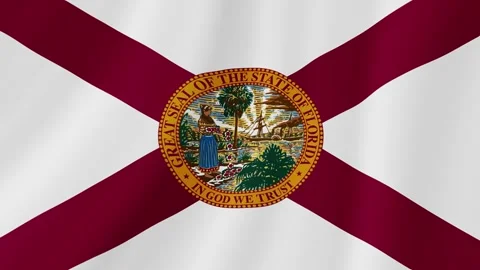 Florida State Waving Flag. Realistic Flag Animation. Seamless Loop Background. Stock Footage 292324532