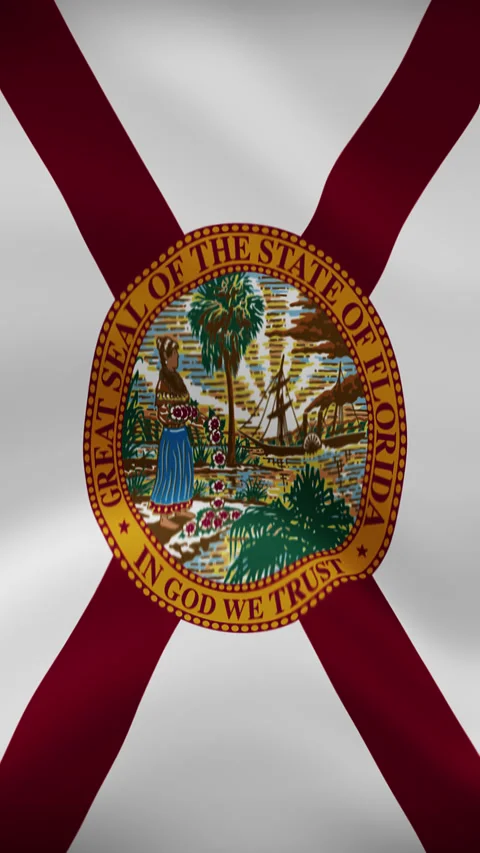 Florida State Waving Flag in Vertical Orientation – Realistic Loop Animation Stock Footage 294948800