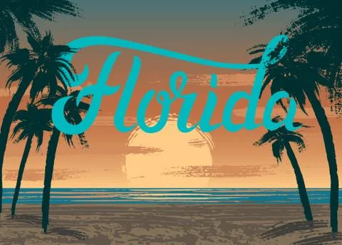 Florida sunset Stock Illustration