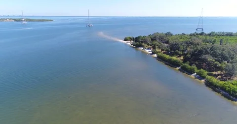 Florida Tampa Bay Philippe Park Pinellas County Drone Aerial view Stock Footage
