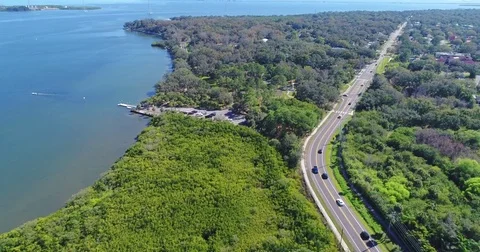 Florida Tampa Bay Philippe Park Pinellas County Drone Aerial view Stock Footage