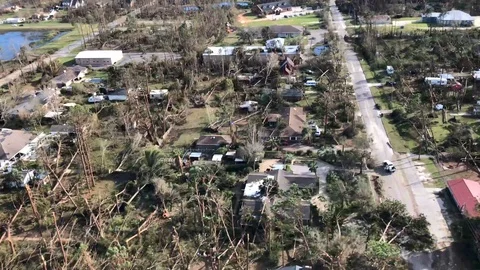 Florida Urbanization Destroyed by Hurricane Michael Stock Footage 98936376