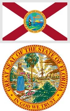 Florida US State Flag and Coat of Arm Design Stock Illustration