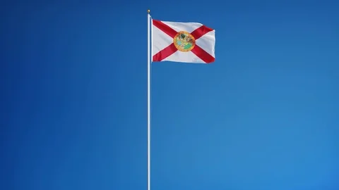 Florida (U.S. state) flag in slow motion seamlessly looped with alpha Stock Footage 70007090
