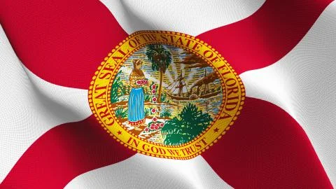 Florida US State flag waving on wind. Stock Illustration