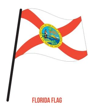 Florida (U.S. State) Flag Waving Vector Illustration on White Background Stock Illustration