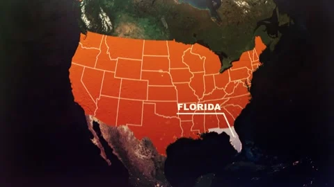 Florida US State Satellite Map Animation V1 Stock Footage 303584951