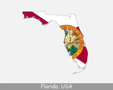 Florida USA Map Flag Stock Illustration