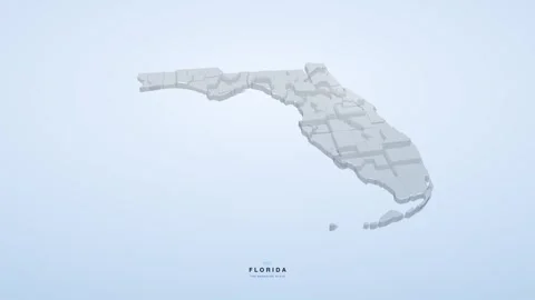 Florida USA state map 3D animation seamless loop Stock Footage 341068205