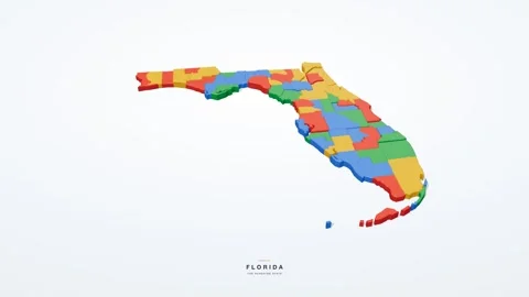 Florida USA state map 3D animation seamless loop Stock Footage 341069558
