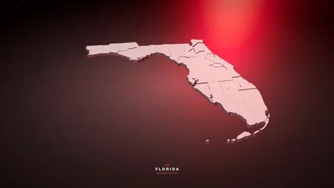 Florida USA state map in bold red style Stock Footage 340772439