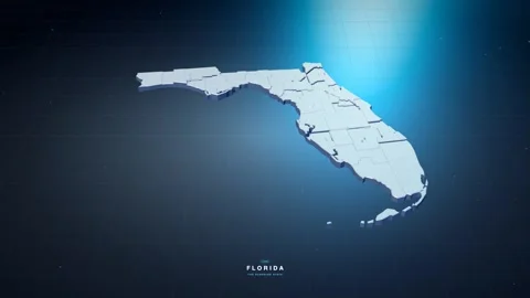 Florida USA state map with glowing tech digital network style Stock Footage 340613896