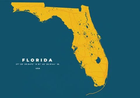 Florida Vector Map Poster and Flyer Stock Illustration