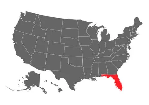 Florida vector map silhouette. High detailed illustration. United state of Am Stock Illustration