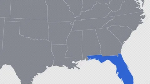Florida Zoomed In Blue on US Election Map State Focus Animation, Alpha 4K Stock Footage 341415255