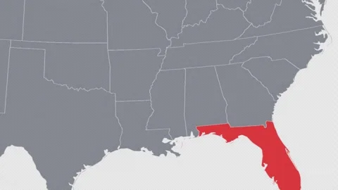 Florida Zoomed In Red on US Election Map State Focus Animation, Alpha Channel 4K Stock Footage 341415251