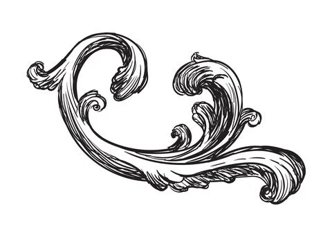 Florish hand drawing design element vector illustration Illustrazione stock