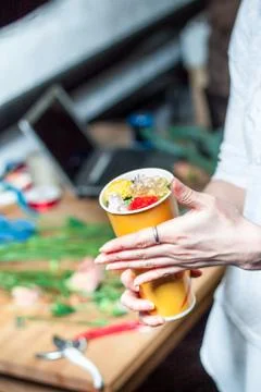 The florist assemble composition Stock Photos