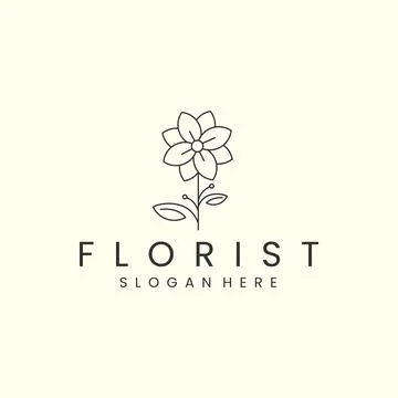 Florist with linear style logo icon vector illustration. nature, floral, temp Stock Illustration