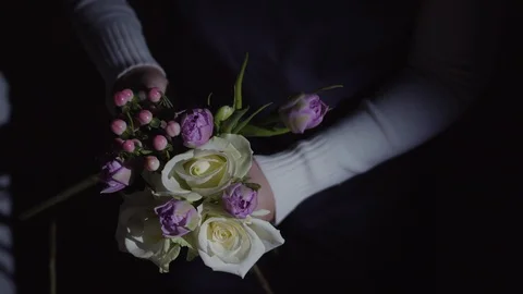 Florist performs of preparing a wedding bouquet. Stock Footage 114247000
