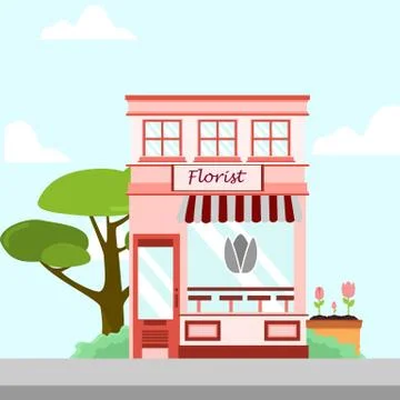 Florist Store Front Building Background Illustration 库存插图