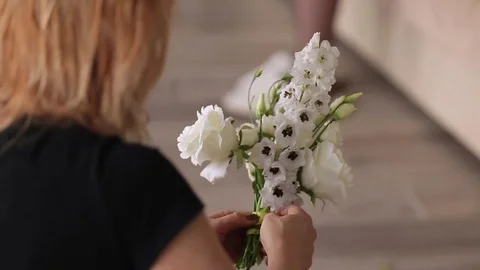 Florist working with flowers Stock Footage 73140011