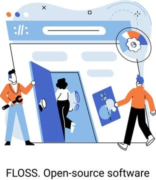 FLOSS open source software. Free product anyone can freely redistribute modify Stock Illustration