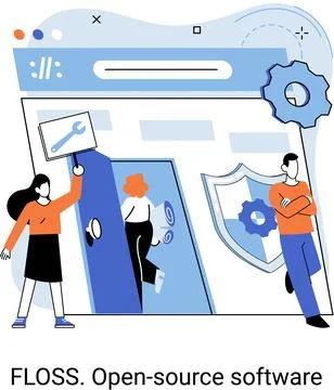 FLOSS open source software. Free product anyone can freely redistribute modify Stock Illustration