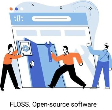 FLOSS open source software. Free product anyone can freely redistribute modify Stock Illustration