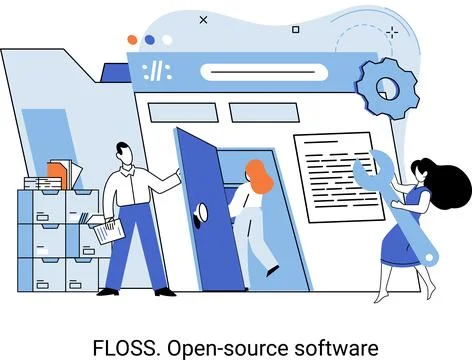 FLOSS open source software. Free product anyone can freely redistribute modify 스톡 일러스트
