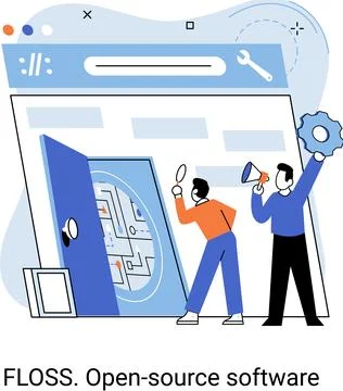 FLOSS open source software. Free product anyone can freely redistribute modify 스톡 일러스트