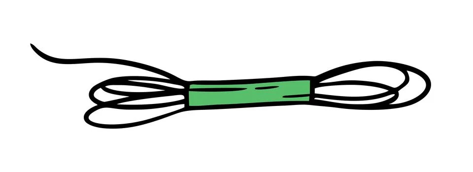 Floss threads doodle Hand made needlework Vector illustration on white Stock Illustration