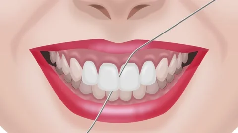 Flossing braces and teeth Stock Footage 151020684