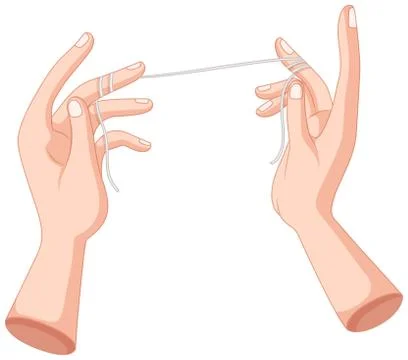 Flossing string wrapped on the fingers Stock Illustration