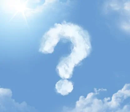 Flossy cloudlet in the shape of question mark Stock Photos