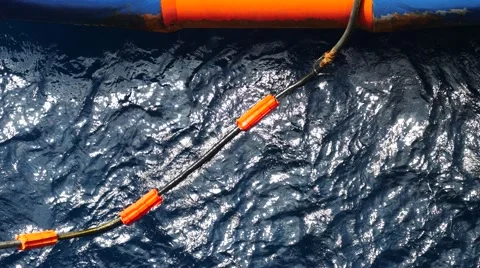 Flotation collars at the back of offshore supply vessel Stock Footage 54653767